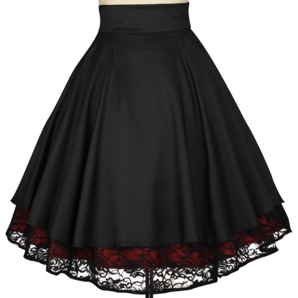 Victorian Gothic Satin Lace Steampunk Skirt - Picture 3 of 5